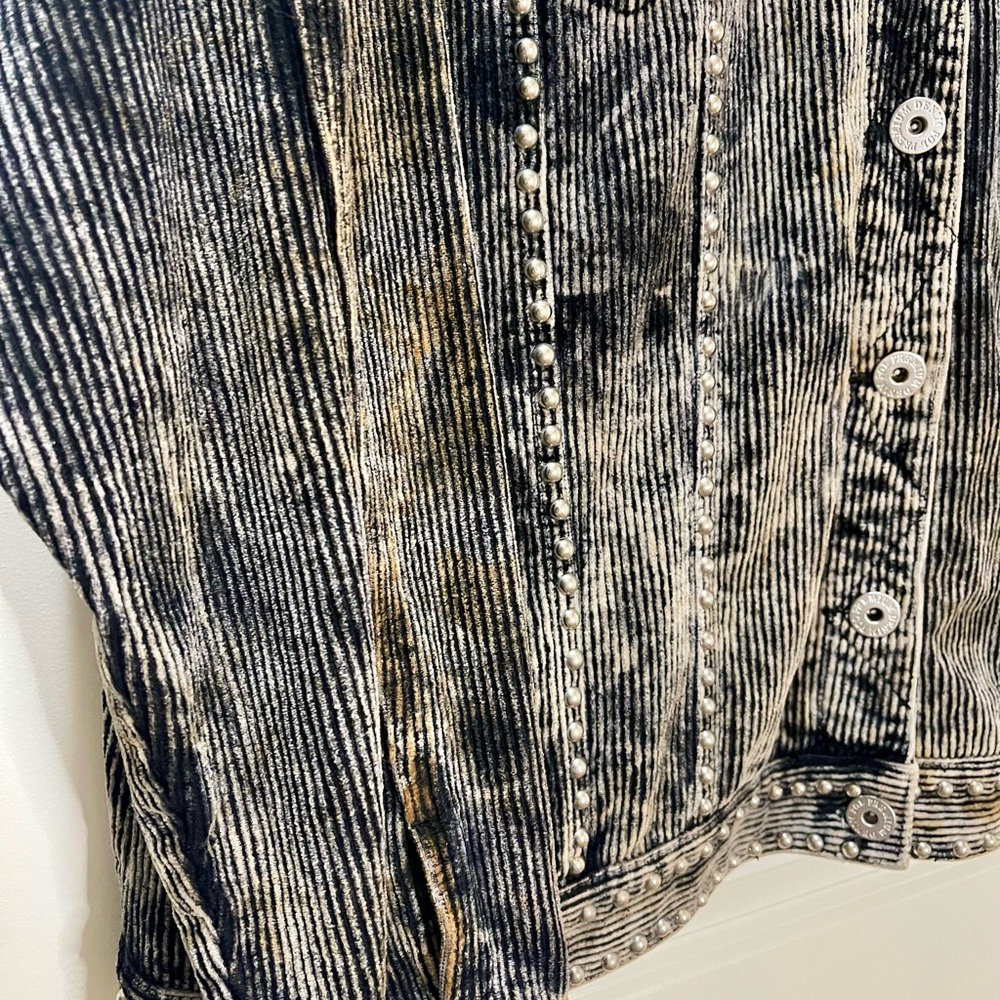 Stella Dallas Oversized Black Corduroy Western Jacket w/ Silver Studs Size L - Picture 3 of 7